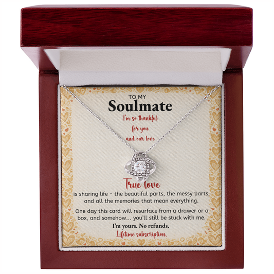To My Soulmate Necklace – True Love Message Card & Luxury Gift Box