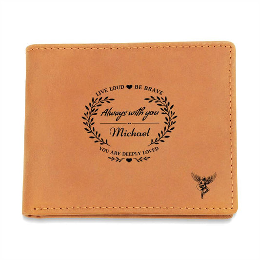 To My Son Wallet – Live Loud, Be Brave Personalized Leather Wallet