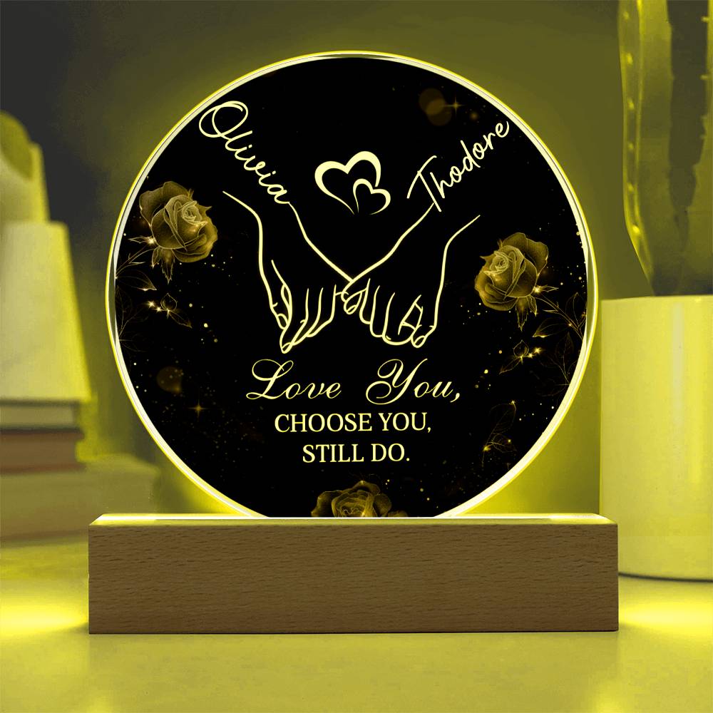 Two Names, One Heart – Personalized Acrylic Circle Plaque with Couple Names