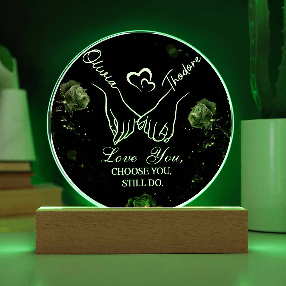 Two Names, One Heart – Personalized Acrylic Circle Plaque with Couple Names