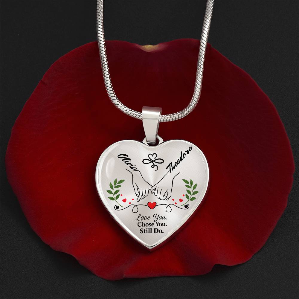 Two Names, One Hear Necklace – Personalized Couple Name Heart Pendant
