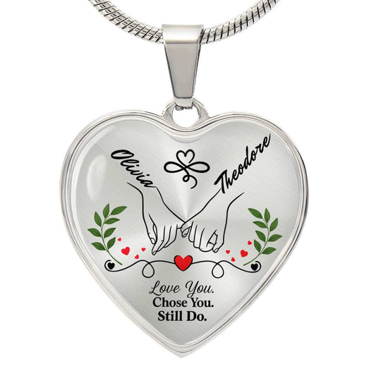 Two Names, One Hear Necklace – Personalized Couple Name Heart Pendant