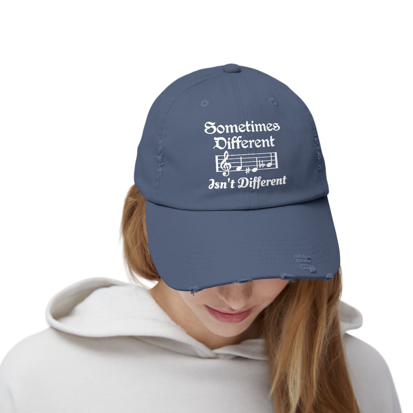 Distressed Music Cap — "Sometimes Different, Ain't Different"