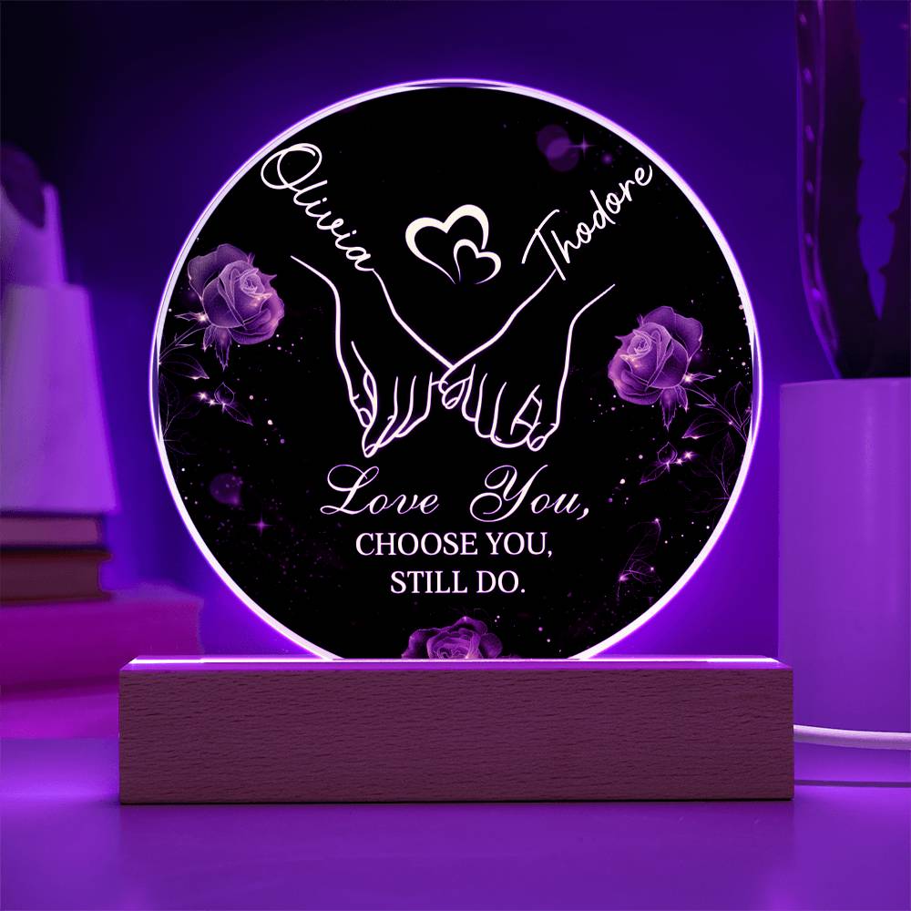 Two Names, One Heart – Personalized Acrylic Circle Plaque with Couple Names