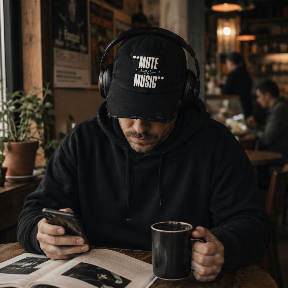 Mute People Not Music Distressed Dad Cap