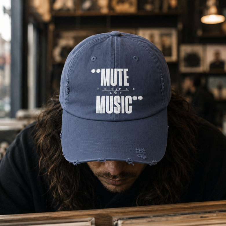 Mute People Not Music Distressed Dad Cap