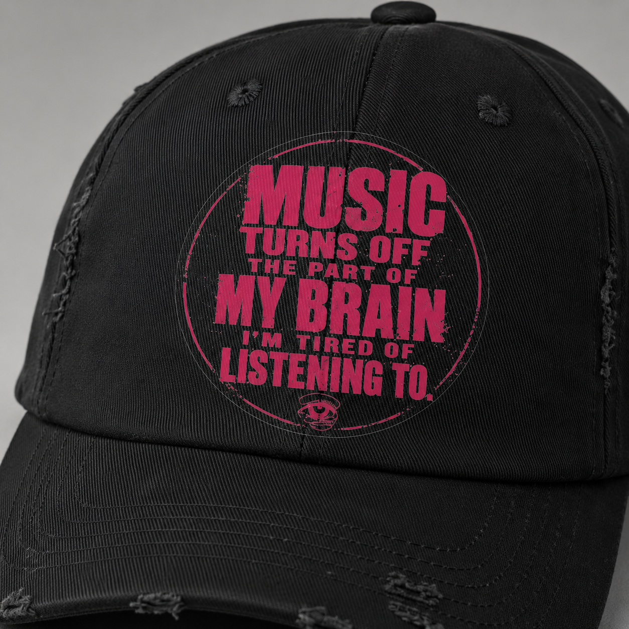 Music Turns Off My Brain Distressed Dad Cap
