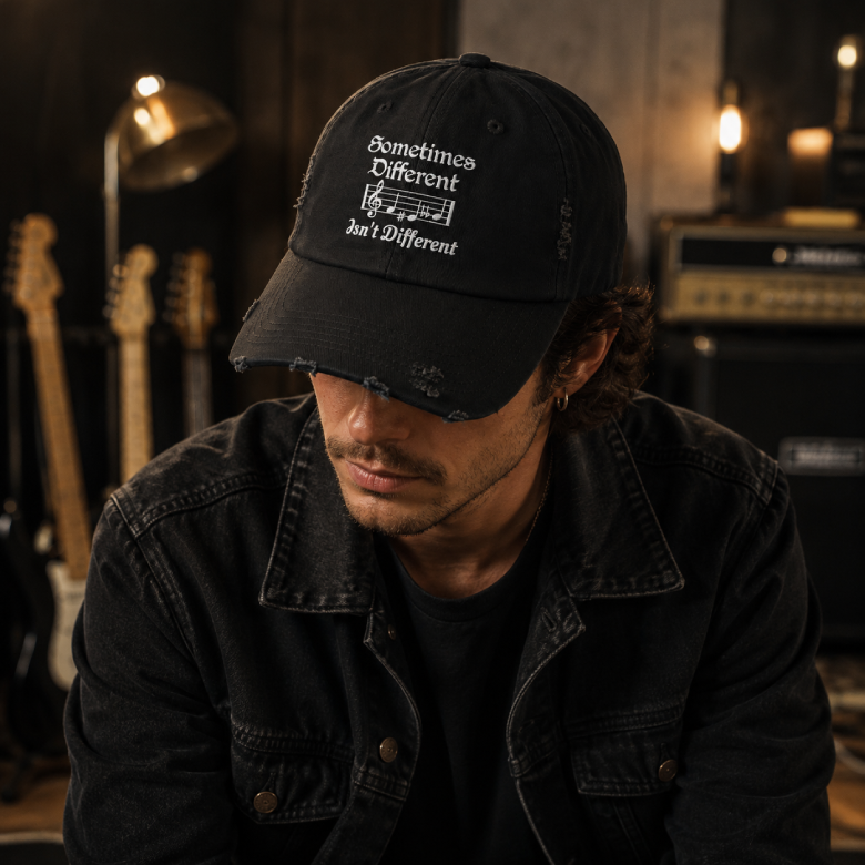 Sometimes Different Isn’t Different Music Distressed Cap