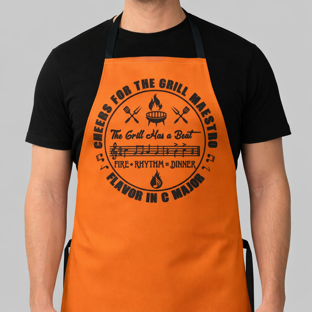 Grill Maestro Apron – “The Grill Has a Beat” BBQ Chef Apron