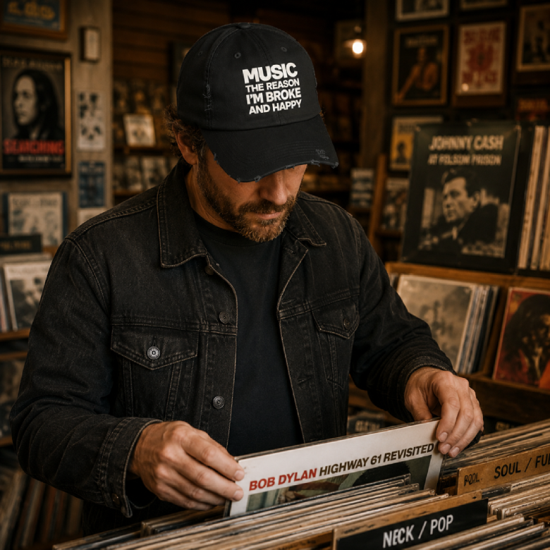 Music The Reason I'm Broke And Happy Distressed Dad Hat