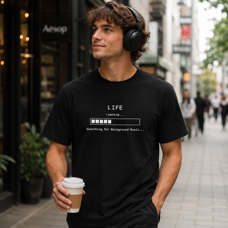 Life Loading Searching for Background Music T-Shirt