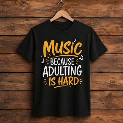 Music Because Adulting Is Hard T-Shirt
