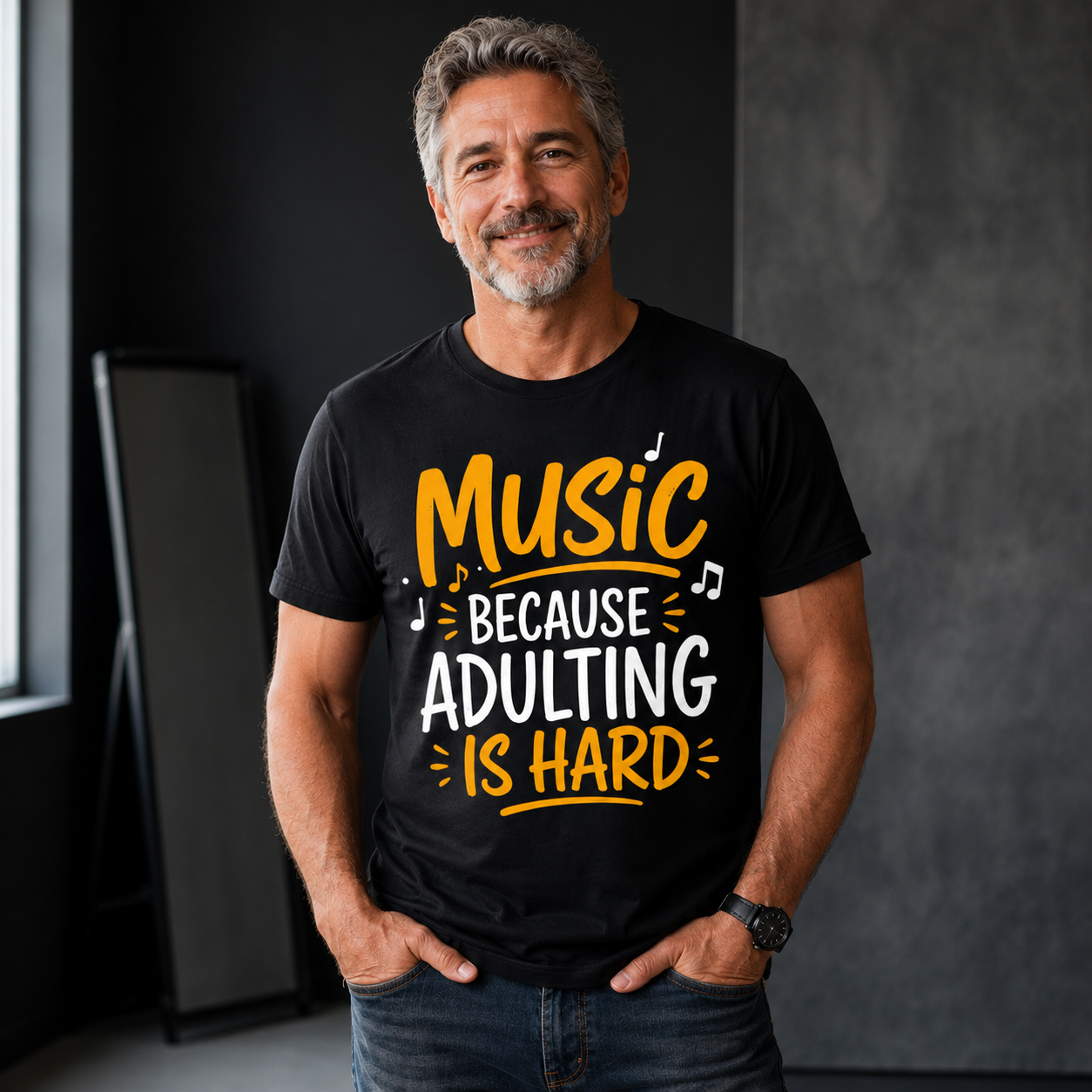 Music Because Adulting Is Hard T-Shirt