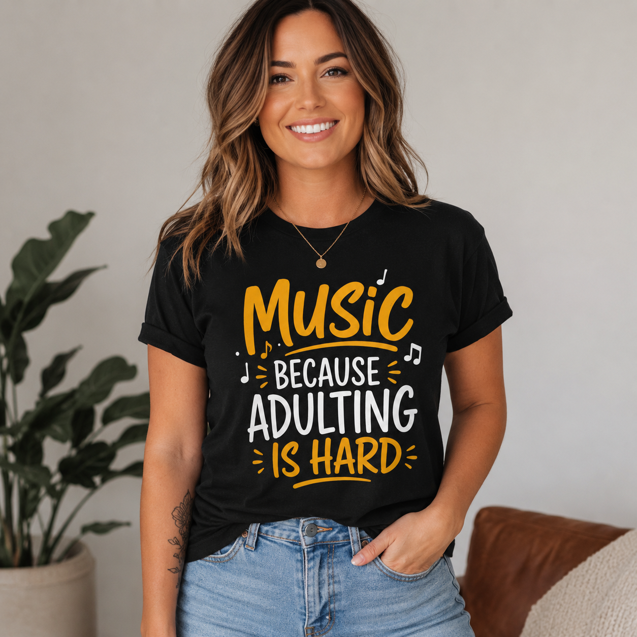 Music Because Adulting Is Hard T-Shirt