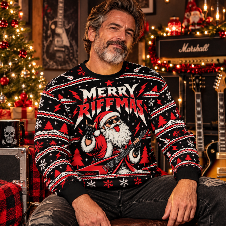 Merry Riffmas Rockstar Santa Sweatshirt