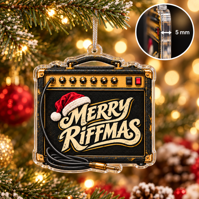 Merry Riffmas Guitar Amp Acrylic Christmas Ornament