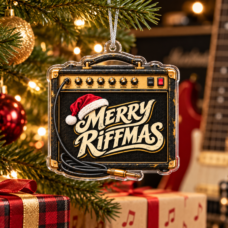 Merry Riffmas Guitar Amp Acrylic Christmas Ornament