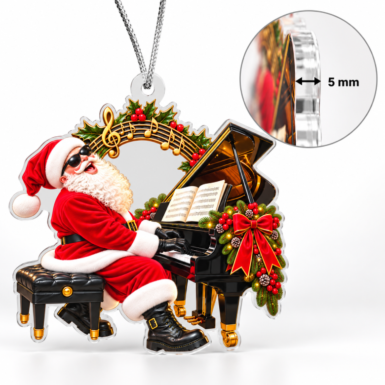 Piano Santa Acrylic Christmas Ornament