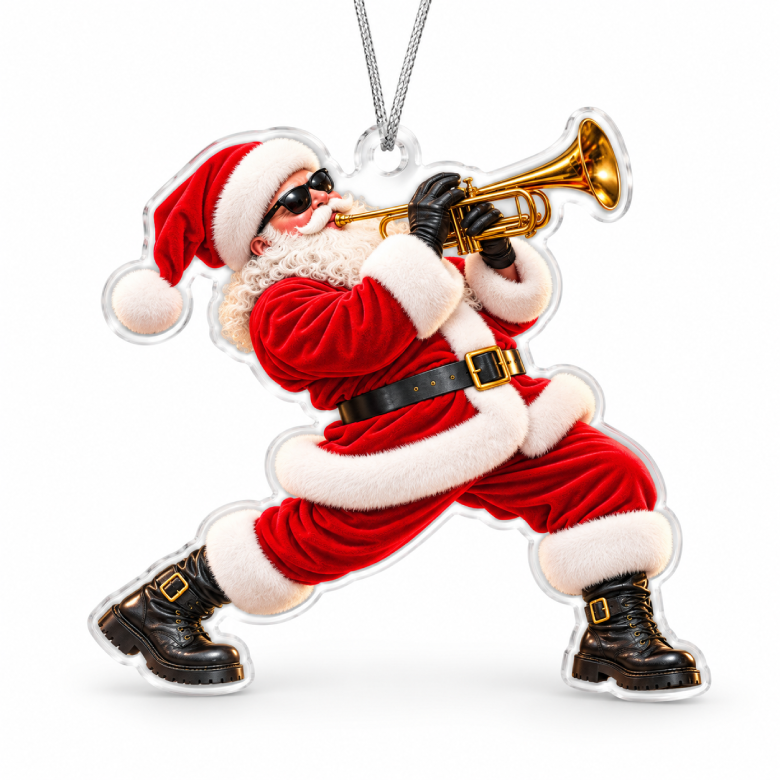 Trumpet Santa Acrylic Christmas Ornament