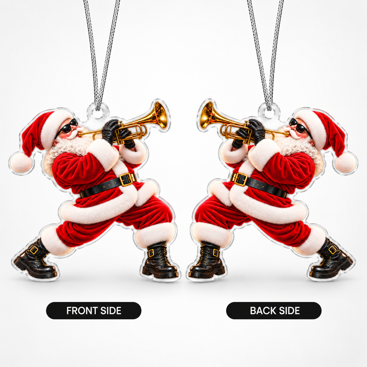 Trumpet Santa Acrylic Christmas Ornament