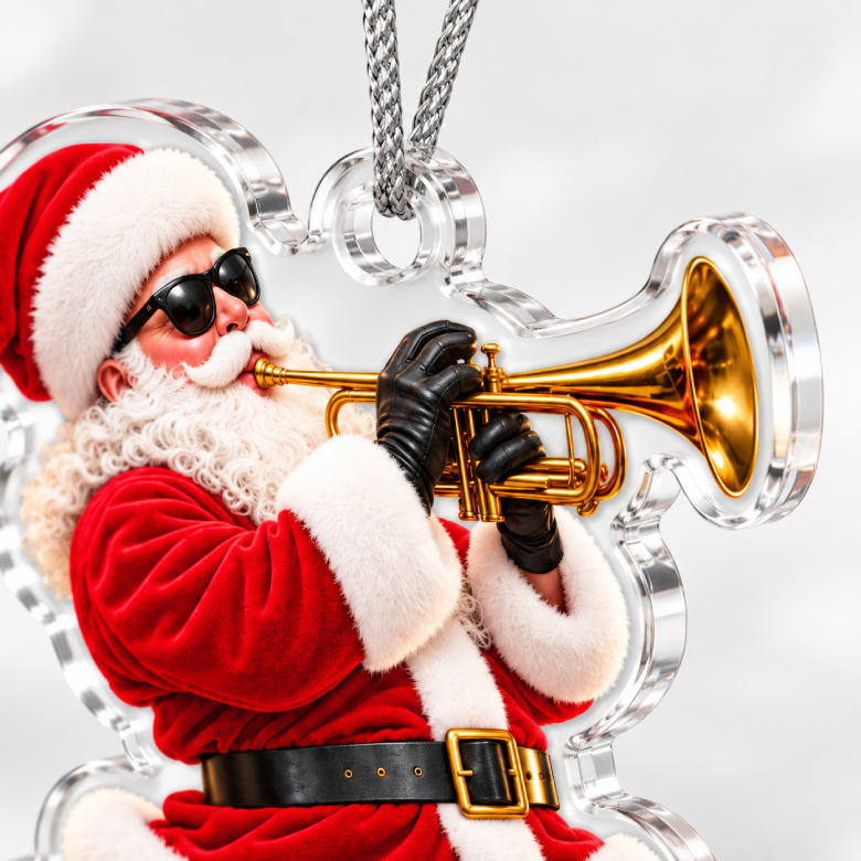 Trumpet Santa Acrylic Christmas Ornament
