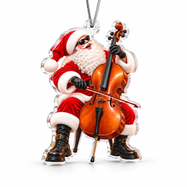 Cello Santa Acrylic Christmas Ornament