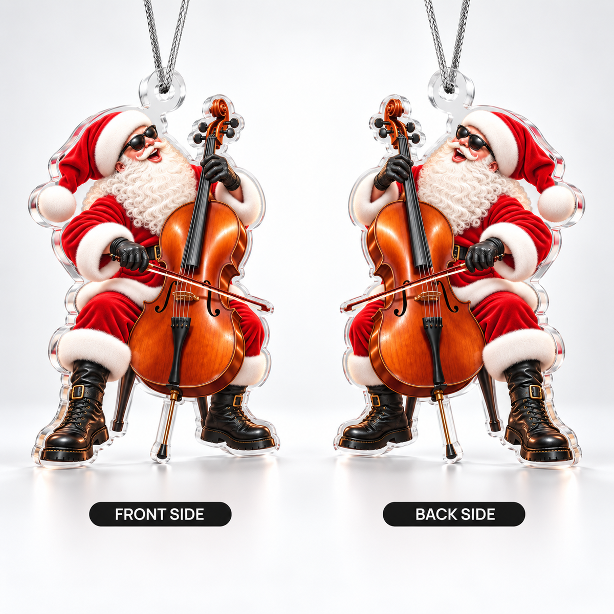 Cello Santa Acrylic Christmas Ornament
