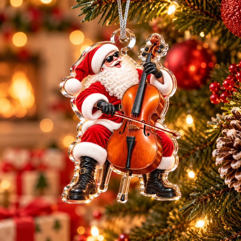 Cello Santa Acrylic Christmas Ornament