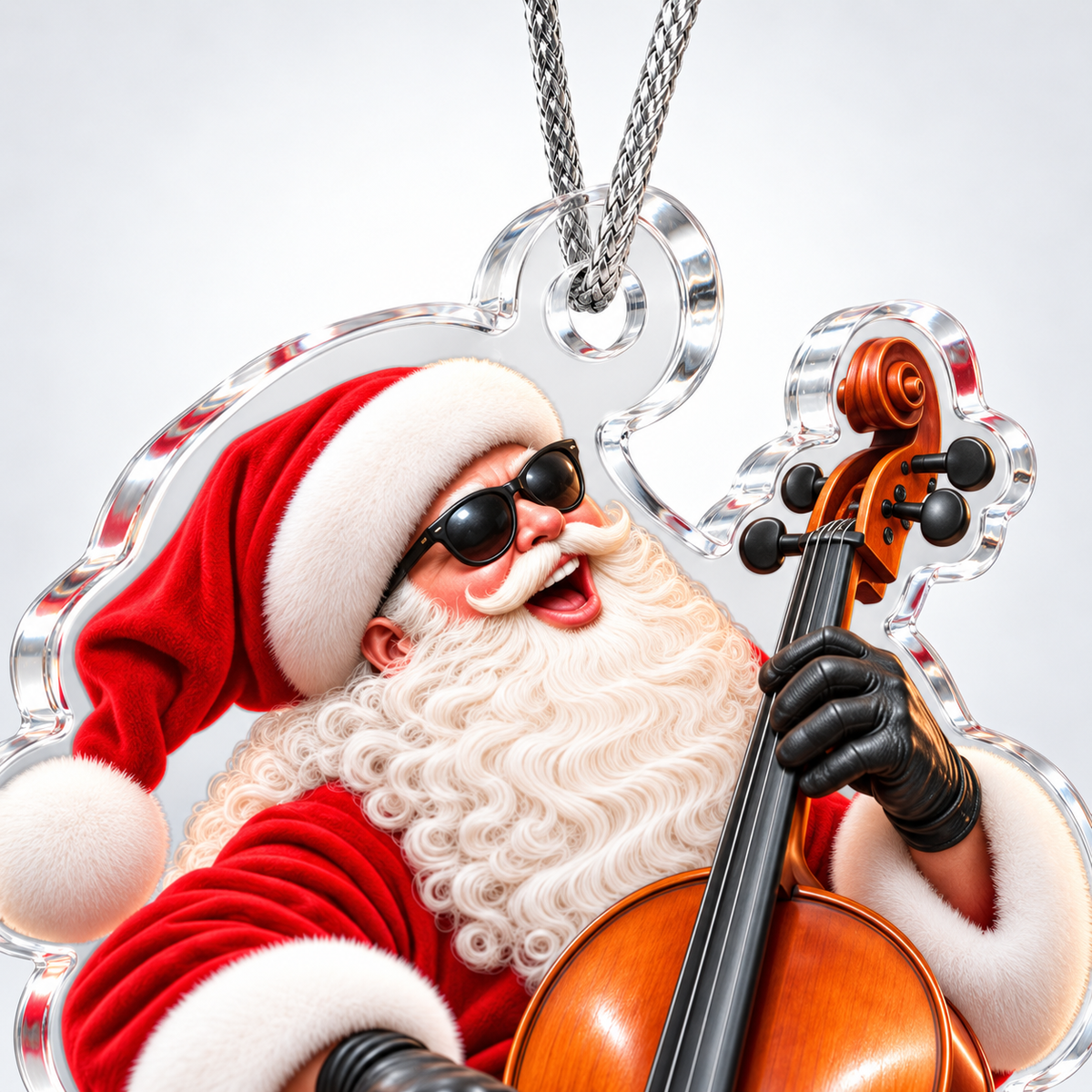 Cello Santa Acrylic Christmas Ornament