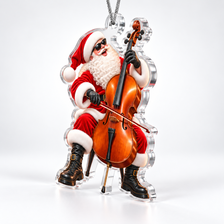 Cello Santa Acrylic Christmas Ornament