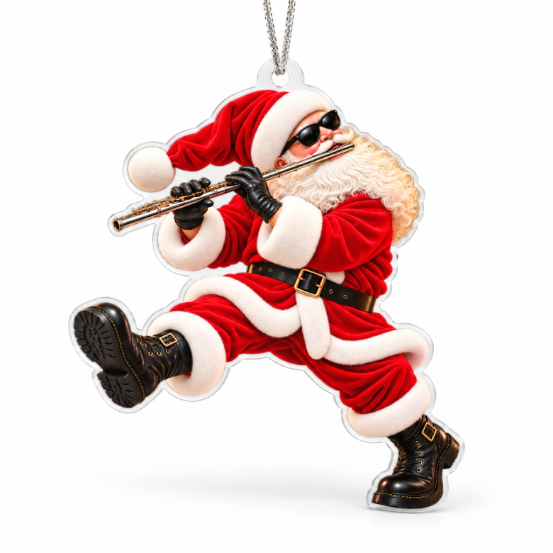 Flute Santa Acrylic Christmas Ornament