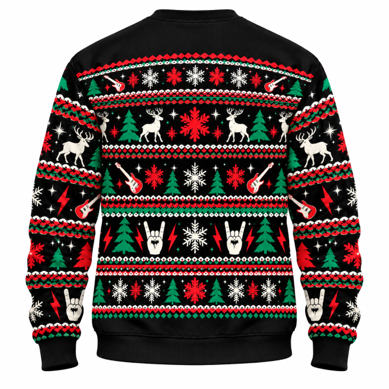 Merry Riffmass Reindeer Rock Santa Sweatshirt