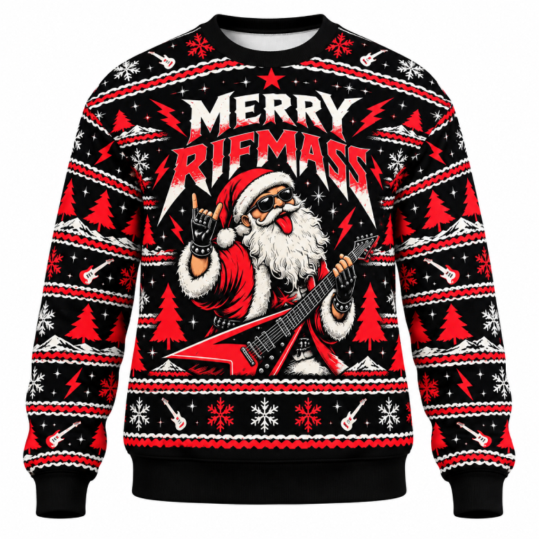 Merry Riffmass Rockstar Santa Sweatshirt