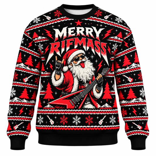 Merry Riffmass Rockstar Santa Sweatshirt