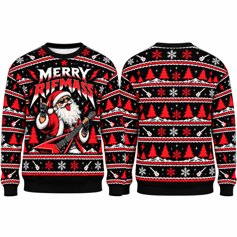 Merry Riffmass Rockstar Santa Sweatshirt
