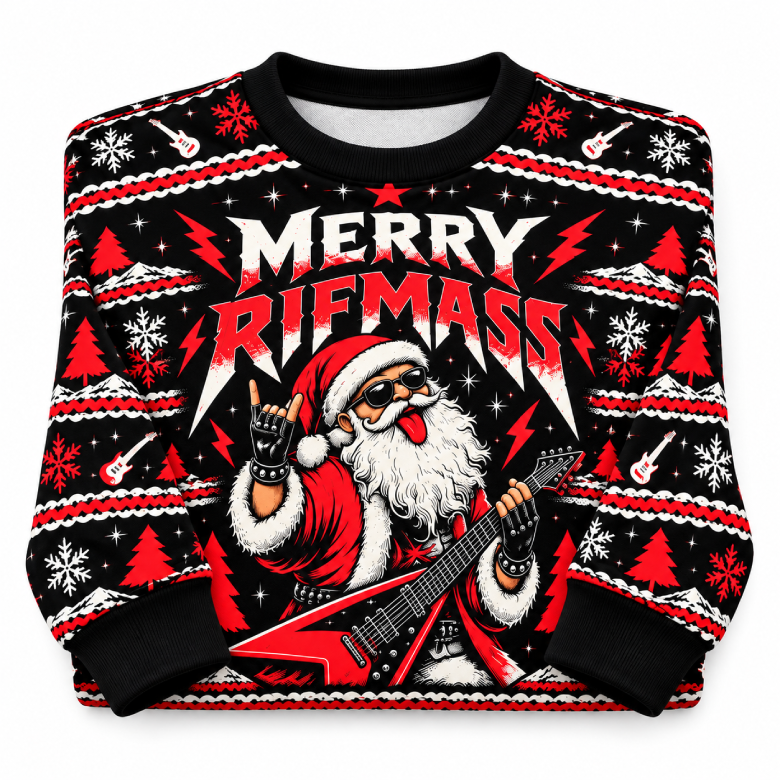 Merry Riffmass Rockstar Santa Sweatshirt