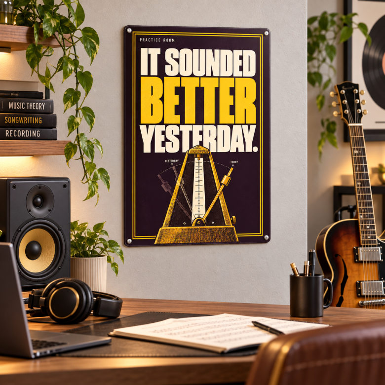It Sounded Better Yesterday — Music Practice Room Metal Sign