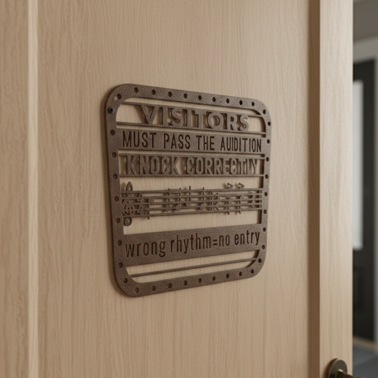 Musician Door Sign – “Visitors Must Pass The Audition” Funny Metal Door Sign Gift