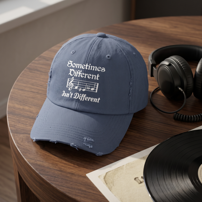 Sometimes Different Isn’t Different Music Distressed Cap