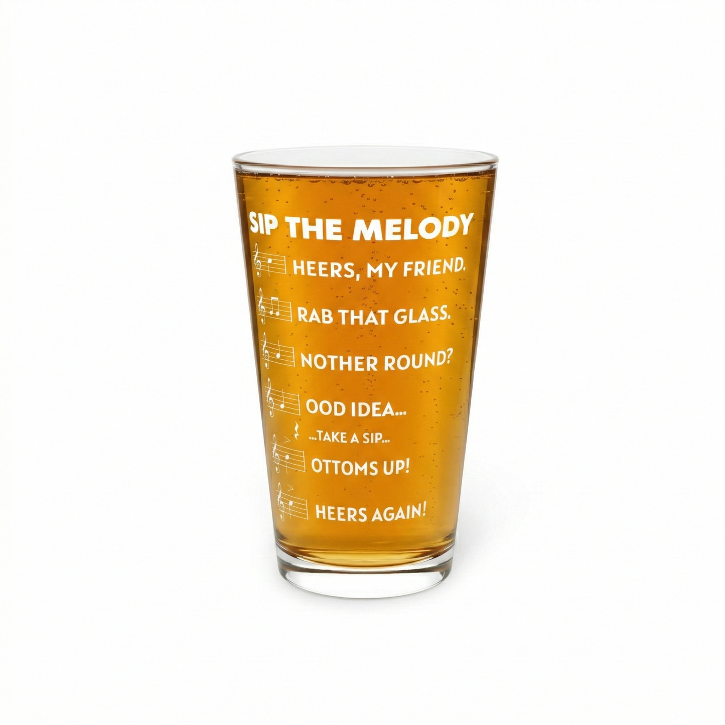 Sip The Melody™ 16oz Pint Glass – Music Lover Beer Glass