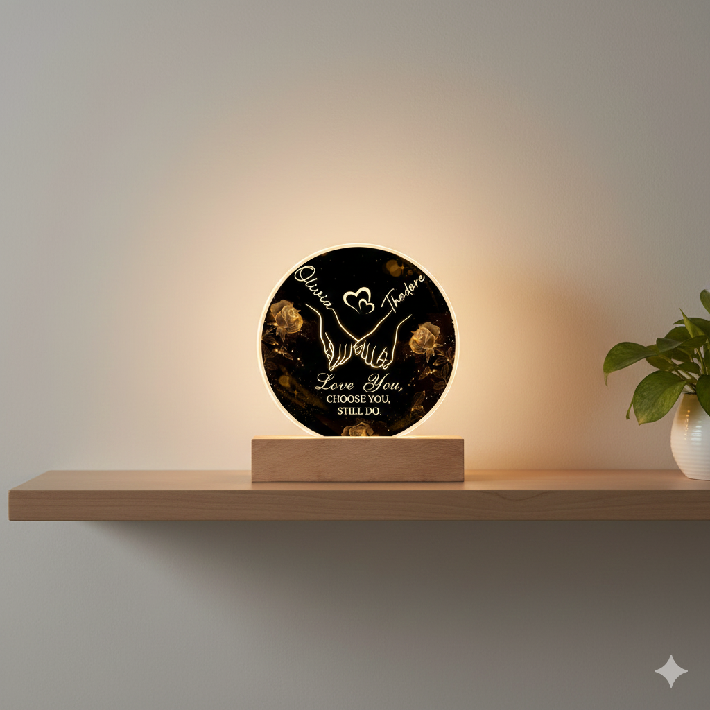 Two Names, One Heart – Personalized Acrylic Circle Plaque with Couple Names