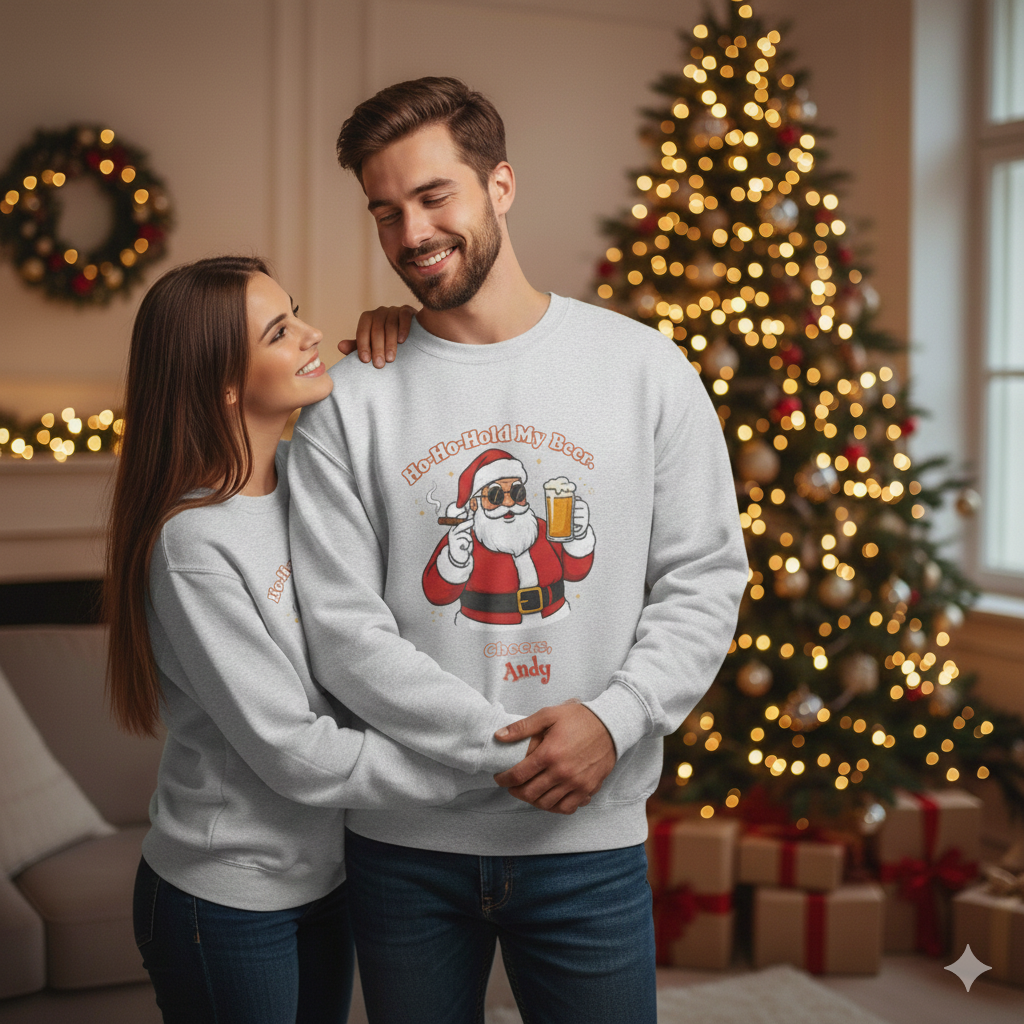 Ho-Ho-Hold My Beer Personalized Santa Sweatshirt