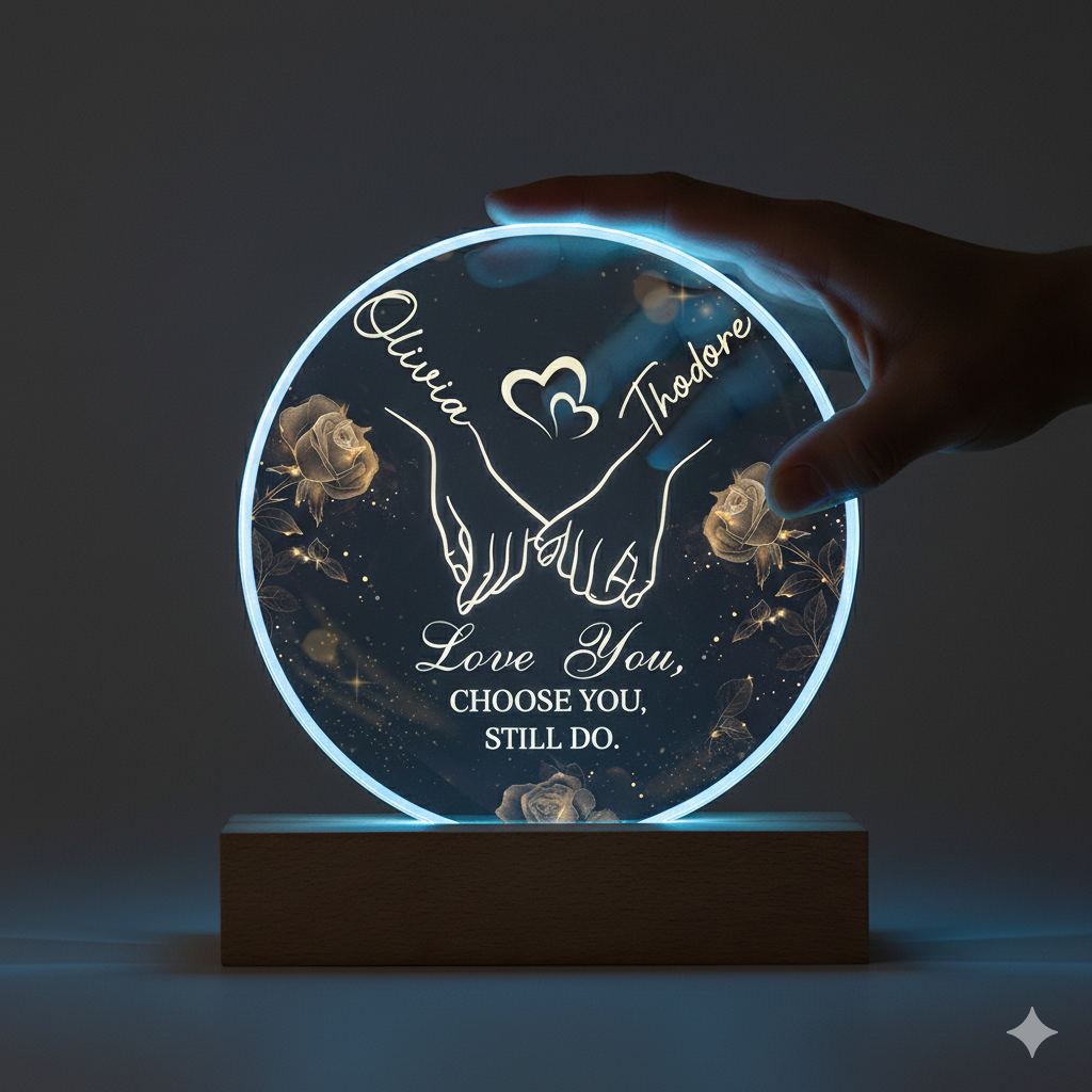 Two Names, One Heart – Personalized Acrylic Circle Plaque with Couple Names