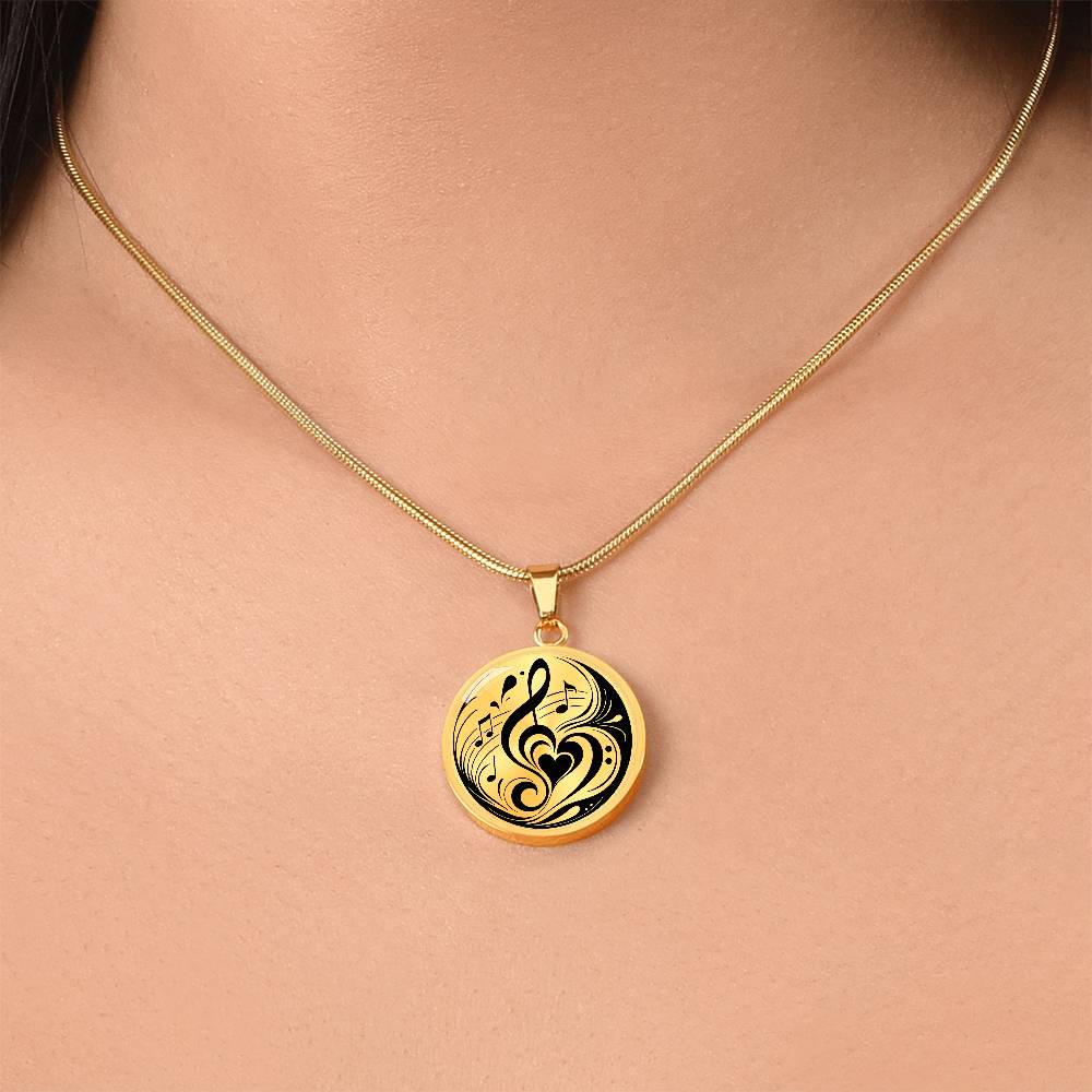 Heart of Music Circle Pendant Necklace