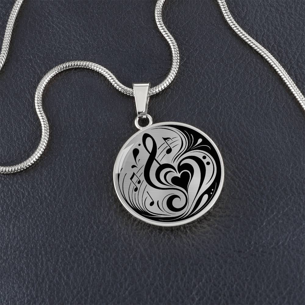 Heart of Music Circle Pendant Necklace
