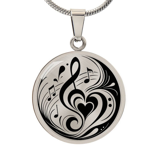 Heart of Music Circle Pendant Necklace