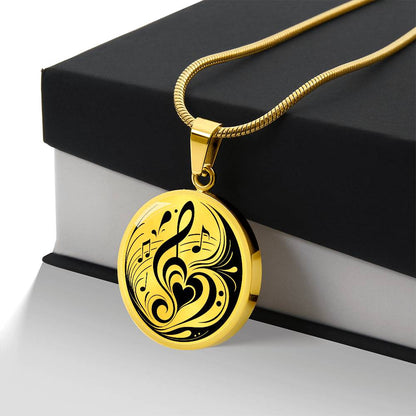 Heart of Music Circle Pendant Necklace