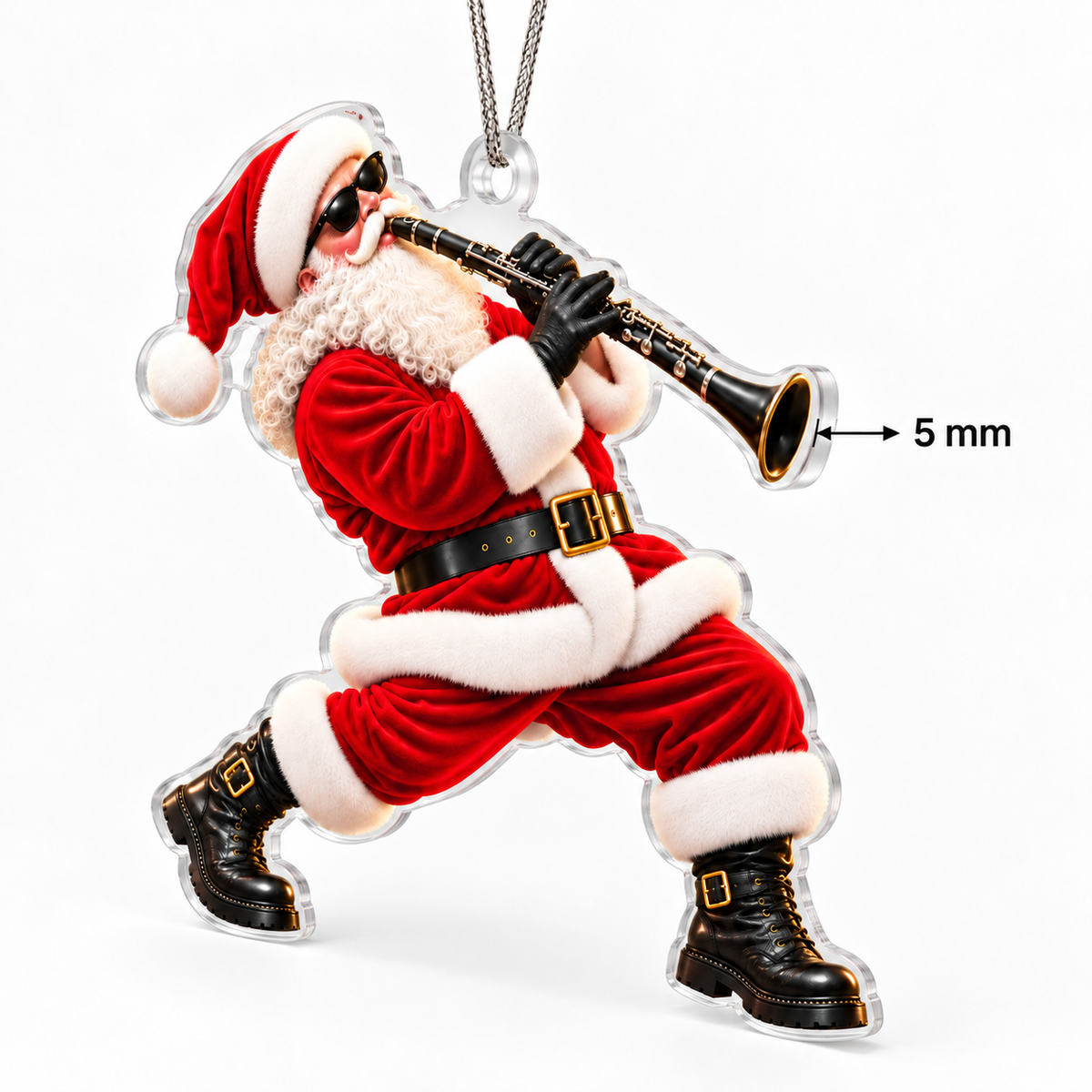Clarinet Santa Acrylic Christmas Ornament
