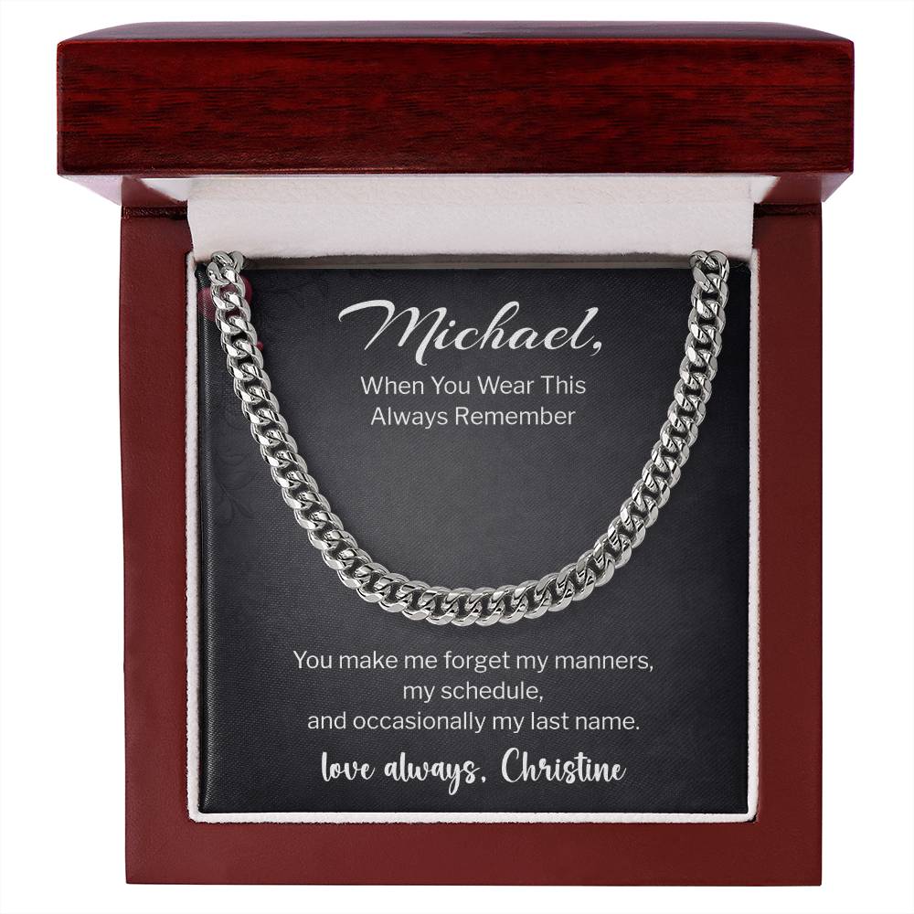 Personalized Message Card – Cuban Chain – Luxury Box – Forget My Manners