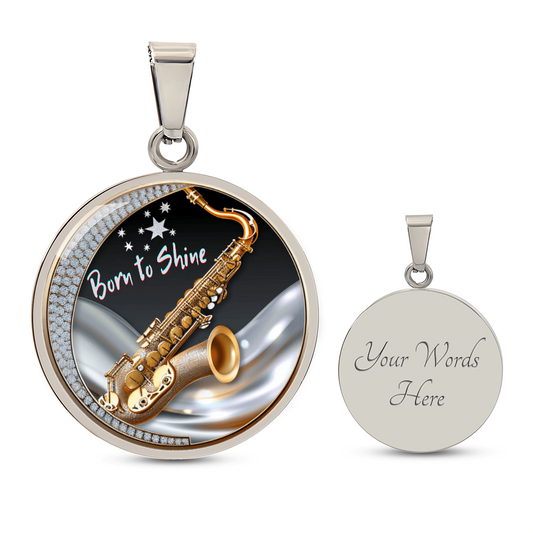 Personalized Saxophone Necklace – Born to Shine Pendant